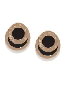 Yellow Chimes Copper-Toned & Black Stainless Steel Circular Studs