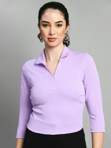 Moshe Shirt Collar Three-Quarter Sleeves Top