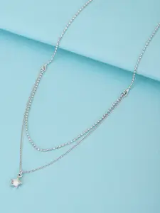 VANBELLE 925 Sterling Silver Rhodium-Plated Layered Necklace
