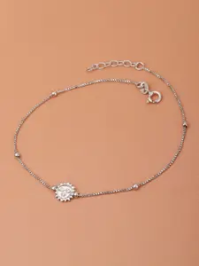 VANBELLE Women Sun-Shaped Rhodium-Plated 925 Sterling Silver Anklet