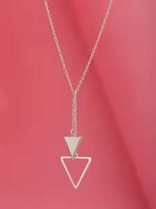 VANBELLE Rhodium-Plated 925 Sterling Silver Triangular Pendant With Chain