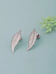 VANBELLE Rhodium-Plated 925 Sterling Silver Leaf Shaped Studs