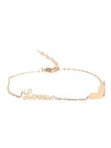 Yellow Chimes Rose Gold-Plated Stainless Steel Heart Designer Anklet