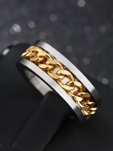 Yellow Chimes Golden Chain Stainless Steel Silver Ring