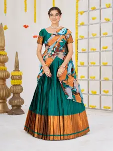 SHOPGARB Semi-Stitched Banarasi Silk Lehenga & Unstitched Blouse With Dupatta