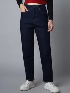 High Star Women Mom Fit High-Rise Clean Look Stretchable Jeans