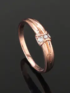 Estele Rose Gold-Plated Crystal Studded Slip-On Finger Ring