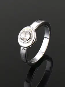 Estele Rhodium-Plated Crystals Finger Ring