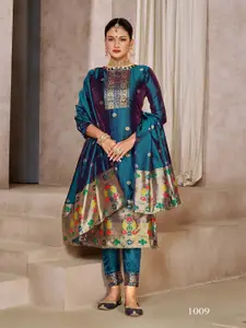 KALINI Woven Design Zari Unstitched Dress Material