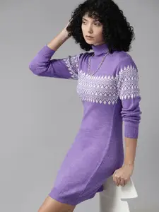 Roadster Print Bodycon Mini Sweater Dress