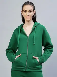 DELAN Hooded Fleece Front-Open Sweatshirt