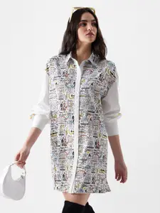 The Souled Store Friends Printed Pure Cotton Shirt Mini Dress