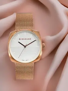 GIORDANO Women Textured Dial & Bracelet Style Straps Analogue Watch GZ-60076-22