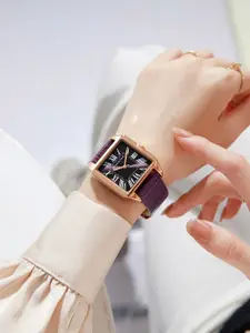 GIORDANO Women Leather Textured Straps Analogue Watch GZ-60080-03