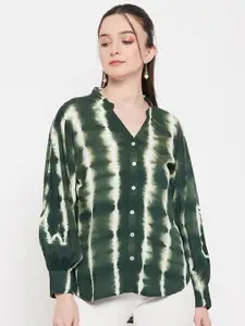 BAESD Classic Tie and Dye Mandarin Collar Spread Collar Regular Fit Casual Shirt