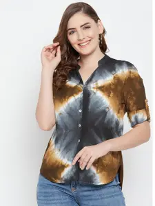 BAESD Tie & Dye Mandarin Collar Classic Regular Fit Casual Shirt