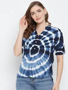 BAESD Classic Tie & Dye Mandarin Collar Regular Fit Casual Shirt