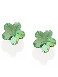 Yellow Chimes Crystals from Swarovski Collection Green Floral Studs Earring