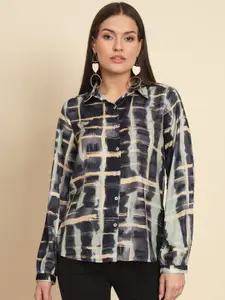 HERE&NOW Green Standard Abstract Printed Casual Shirt
