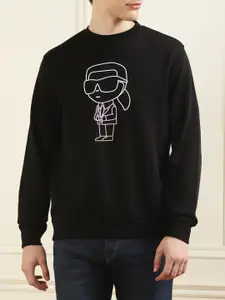 Karl Lagerfeld Graphic Printed Round Neck Pullover Sweatshirt