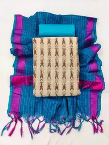 APNISHA Ethnic Motifs Printed Jacquard Unstitched Dress Material