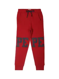 Pepe Jeans Boys Mid Rise Brand Logo Printed Joggers