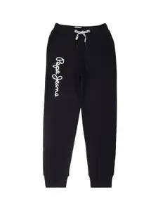 Pepe Jeans Boys Stephen Core Mid Rise Brand Logo Printed Joggers