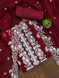 APNISHA Paisley Embroidered Silk Georgette Unstitched Dress Material