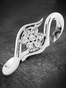 Vighnaharta Rhodium-Plated CZ-Studded  Finger Ring