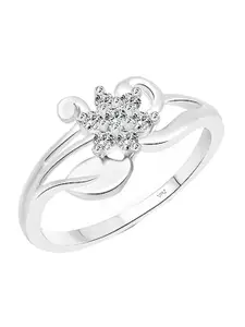 Vighnaharta Rhodium-Plated Cubic Zirconia-Studded  Finger Ring