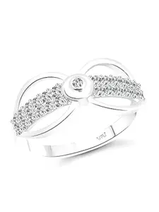Vighnaharta Rhodium-Plated Cubic Zirconia-Studded  Finger Ring