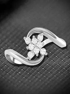 Vighnaharta Rhodium-Plated CZ-Studded  Finger Ring