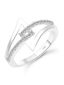 Vighnaharta Rhodium-Plated CZ-Studded  Finger Ring