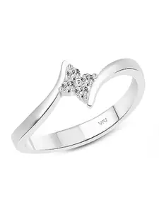 Vighnaharta Rhodium-Plated CZ-Studded  Finger Ring