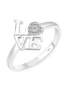 Vighnaharta Rhodium-Plated Cubic Zirconia Studded Finger Ring