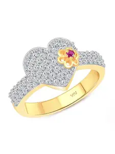 Vighnaharta Gold-Plated CZ-Studded Finger Ring