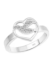 Vighnaharta Rhodium-Plated CZ-Studded  Finger Ring