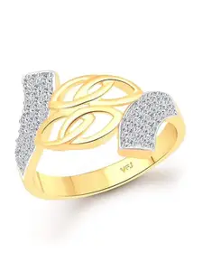 Vighnaharta Gold-Plated CZ-Studded Finger Ring