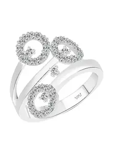 Vighnaharta Rhodium-Plated Cubic Zirconia-Studded  Finger Ring