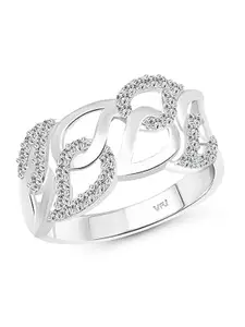 Vighnaharta Rhodium-Plated CZ-Studded  Finger Ring