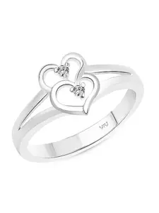 Vighnaharta Rhodium-Plated Cubic Zirconia-Studded  Finger Ring