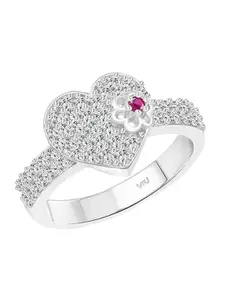 Vighnaharta Rhodium-Plated Cubic Zirconia-Studded  Finger Ring
