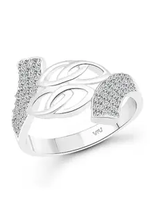 Vighnaharta Rhodium-Plated Cubic Zirconia Studded  Finger Ring