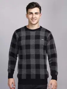 GODFREY Checked Round Neck Long Sleeves Acrylic Pullover