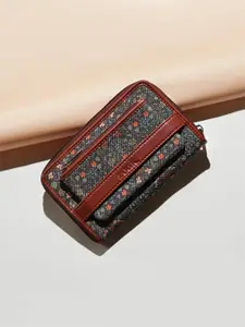 ZOUK Floral Printed Zip Detail Zip Around Wallet