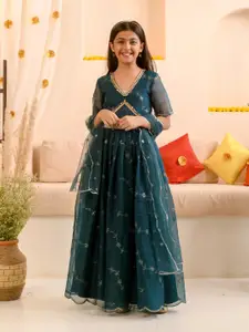 pspeaches Girls Embellished V-Neck Fit & Flare Maxi Ethnic Dress