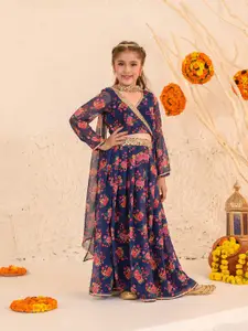 pspeaches Girls Printed Ready to Wear Lehenga & Blouse With Dupatta