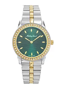 Mathey-Tissot Women Embellished Round Dial Stainless Steel Analogue Watch D10860BQYV