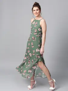 SASSAFRAS Women Green Floral Print Maxi Dress