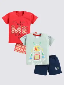 Toonyport Boys Pack Of 2 Printed Pure Cotton T-shirt with Shorts